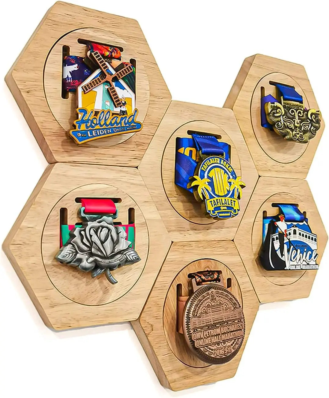 ERND – Wooden Hexagon Medal Holder | Single Medal Display | Perfect Gift