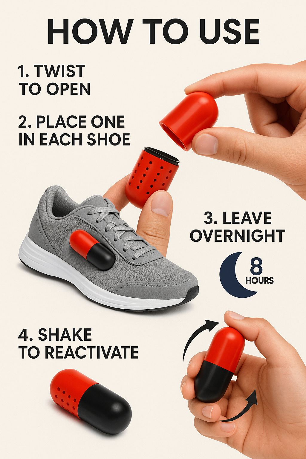 PillFresh – Odour Capsule for Shoes & Gym Bags | Freshener Deodoriser | Reusable Smell Remover